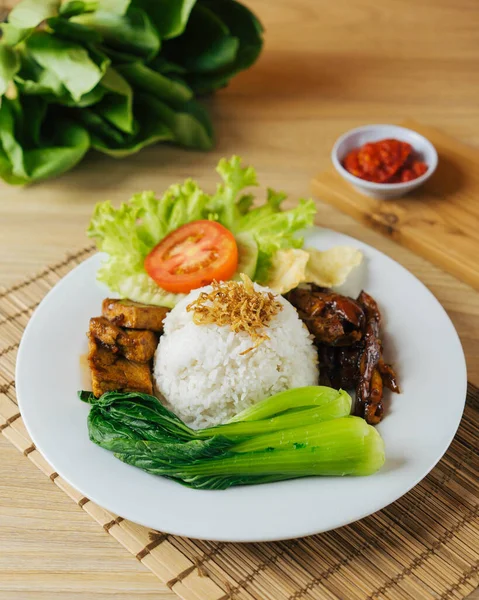 Hainanskt Kycklingris Nasi Ayam Hainan — Stockfoto
