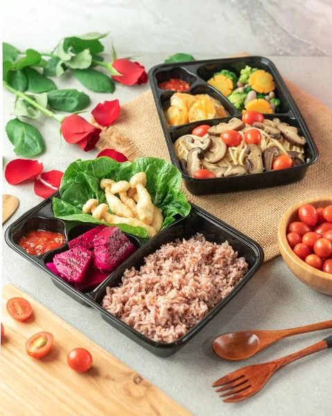 Kotak Makan Siang Vegetarian Sehat — Stok Foto