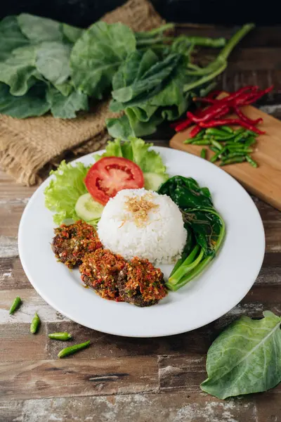 Вегетаріанець Dendeng Rice Dish — стокове фото