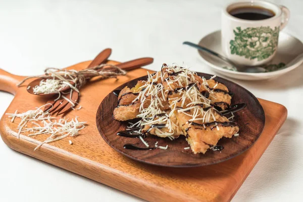Chocolate Fried Banana Cheese Pisang Coklat Keju — Stok Foto