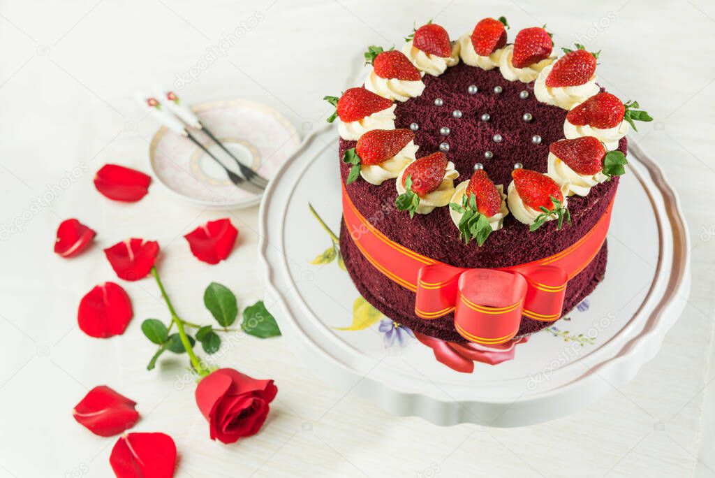 Red Velvet Cake with strawberry