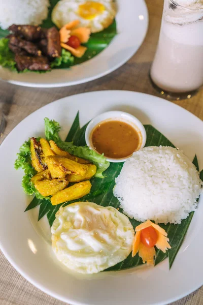 Tafel Met Thailand Rijst Food Restaurant — Stockfoto