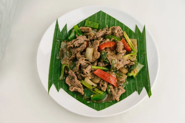 Makanan Sapi Goreng Masakan Thailand — Stok Foto
