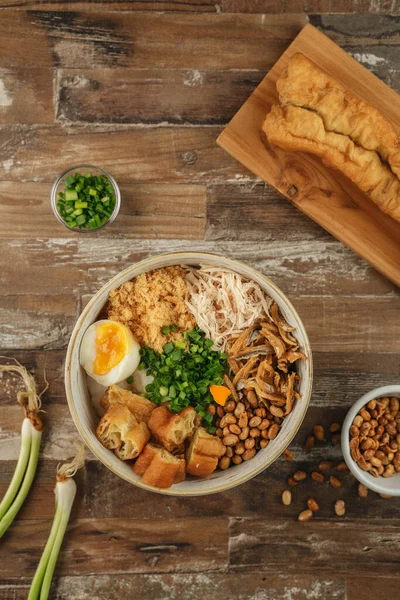 Kyckling Ris Gröt Asiatisk Frukost — Stockfoto