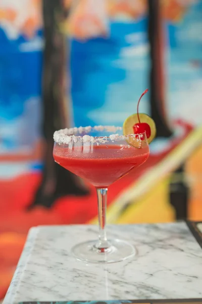 Red Margarita Cocktail Tequila Dengan Salt Stok Gambar Bebas Royalti