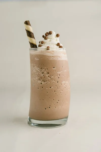 Iced Mocha Whipped Cream Twister Top — Stock Photo, Image