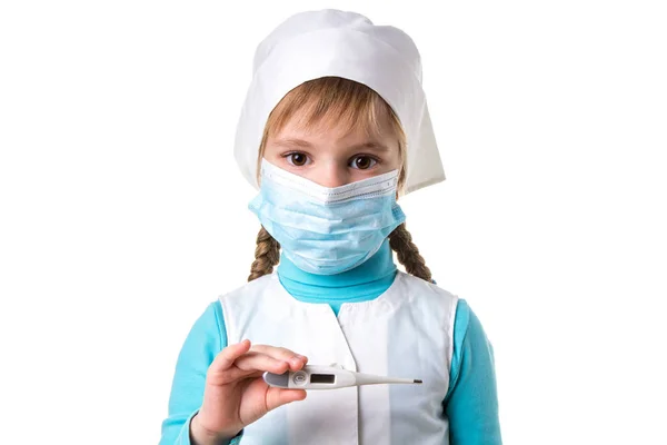 Termometro medico in mano a un medico o a un infermiere. Temperatura, febbre, influenza o attrezzature diagnostiche malfunzionanti. Strumento o strumento ospedaliero . — Foto Stock