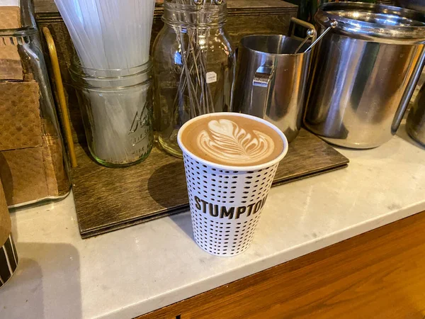 Seattle Usa Kopp Färsk Latte Från Stumpton Coffee Shop Capitol — Stockfoto