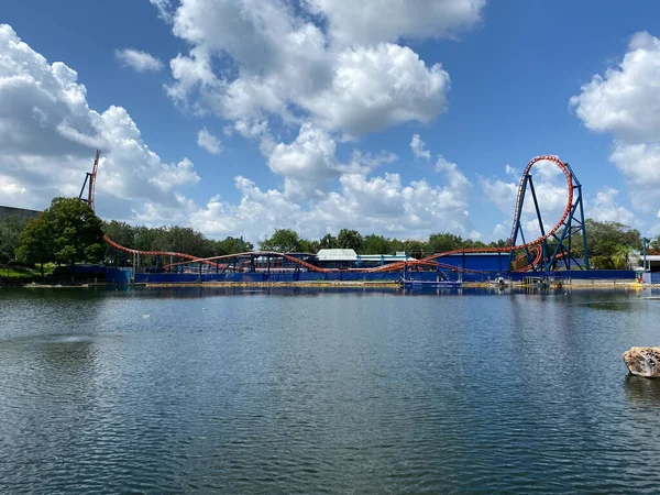 Orlando Usa Nova Montanha Russa Icebreaker Construção Seaworld Orlando — Fotografia de Stock