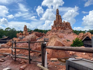 Orlando, FL / USA- 7 / 25 / 20: The view of the Big Thunder Mountain ride at Walt Disney World, Orlando, Florida.