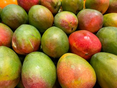 Marketteki çöp tenekesinde olgun renkli mangolar..