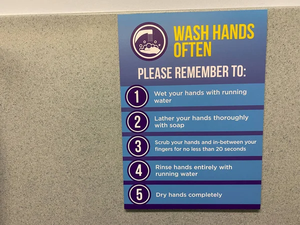 Ορλάντο Usa Μια Πινακίδα Που Λέει Στους Ανθρώπους Πώς Πλένουν — Φωτογραφία Αρχείου