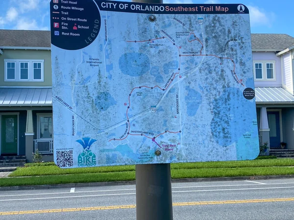 Orlando Usa Una Señal Que Tiene Mapa Bike Orlando Southeast — Foto de Stock