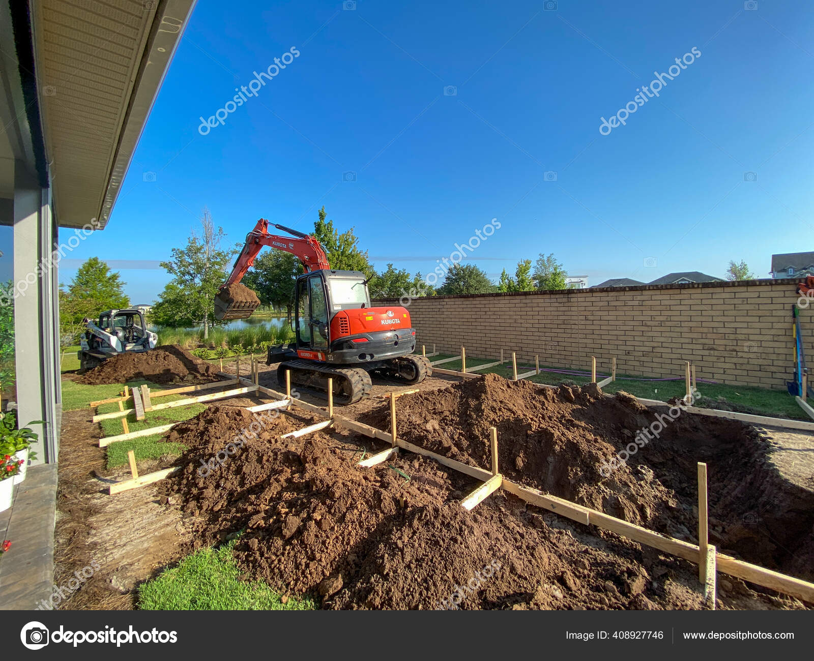 Orlando Usa Backhoe Digging Hole Pool House Orlando Florida Stock