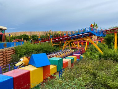 Orlando, FL / USA-9 / 12 / 20: The Slinky Dog Dash roller coaster ride in Toy Story Land at Hollywood Studios Park at Walt Disney World, FL.