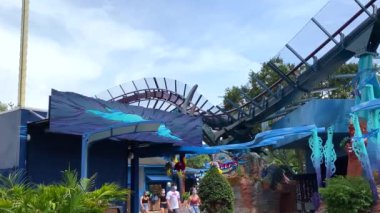 Orlando, FL / USA - 6 / 19 / 20: The Mako rollercoaster at Seaworld, Orlando, FL.
