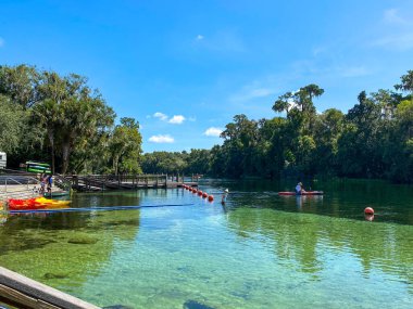 Dunnellon, FL / USA - 9 / 2 / 20: Dunnellon, Florida 'daki KP Hole County parkı yakınlarındaki Gökkuşağı Nehri.