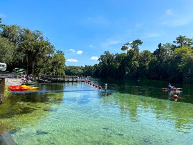Dunnellon, FL / USA - 9 / 2 / 20: Dunnellon, Florida 'daki KP Hole County parkı yakınlarındaki Gökkuşağı Nehri.