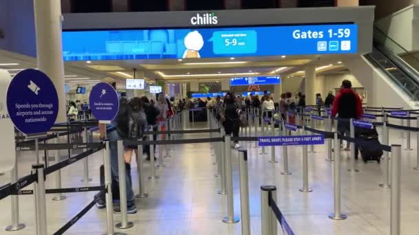 Louis Usa Gente Caminando Por Línea Seguridad Aeropuerto Internacional Louis — Vídeo de stock