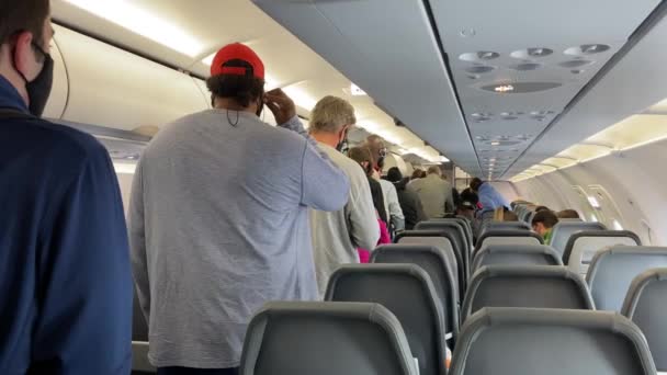 Louis Usa Personas Avión Esperando Para Desembarcar — Vídeo de stock