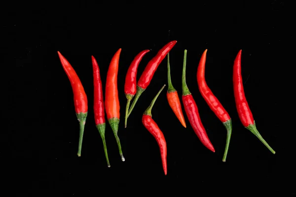 Red Chili Peppers Black Background — Stock Photo, Image