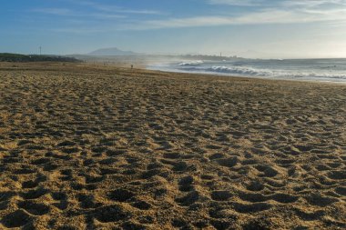 Dalgalı kumsal ve mavi gökyüzü