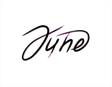 Vektör illüstrasyonunda beyaz arkaplan üzerine Haziran Harf Metni