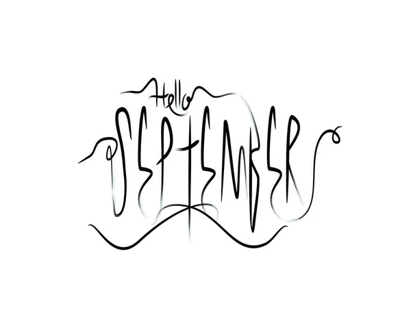 Merhaba Eylül Harf Metni vektör illüstrasyonunda beyaz arkaplan üzerine
