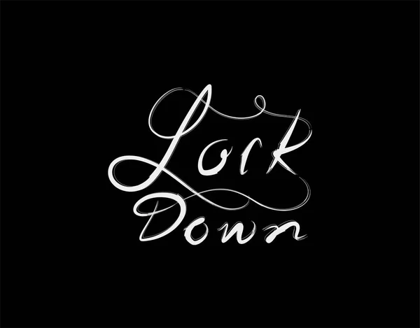 Lockdown Lettering Tekst Zwarte Achtergrond Vectorillustratie — Stockvector