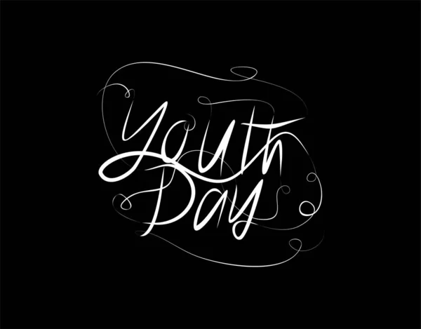 Journée Internationale Jeunesse Lettrage Texte Sur Fond Noir Dans Illustration — Image vectorielle