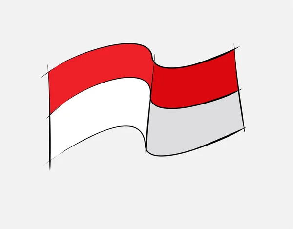 Bandera Indonesia Sobre Fondo Blanco Ilustración Vectorial — Vector de stock