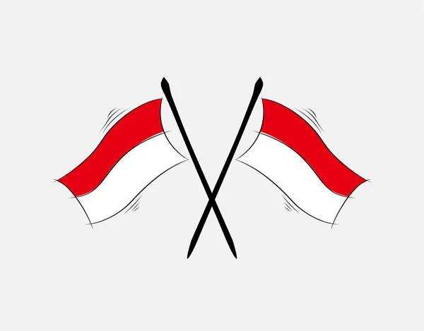 Vektör illüstrasyonunda beyaz arkaplanda Endonezya bayrağı