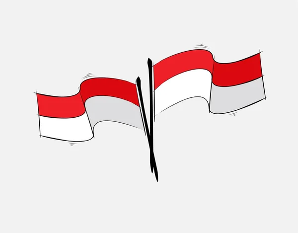 Ινδονησιακή Σημαία Λευκό Φόντο Διανυσματική Απεικόνιση — Διανυσματικό Αρχείο