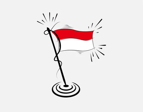 Indonesische Flagge Auf Weißem Hintergrund Vektorillustration — Stockvektor