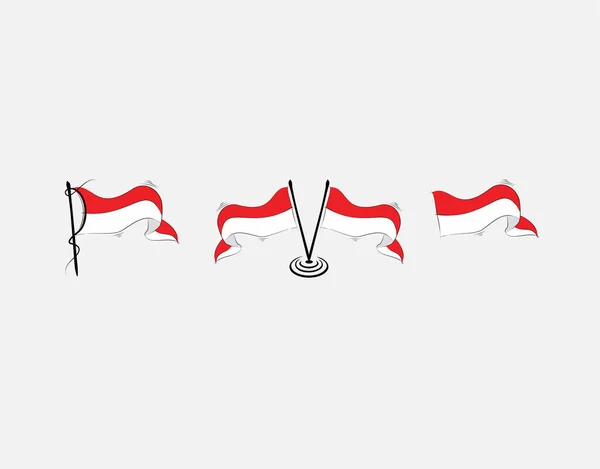 Mettre Drapeau Indonésien Sur Fond Blanc Dans Illustration Vectorielle — Image vectorielle