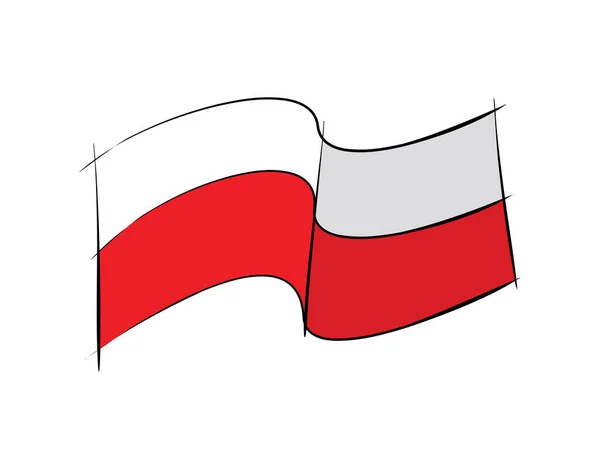 Polsko Vlajka Bílém Pozadí Vektorové Ilustraci — Stockový vektor
