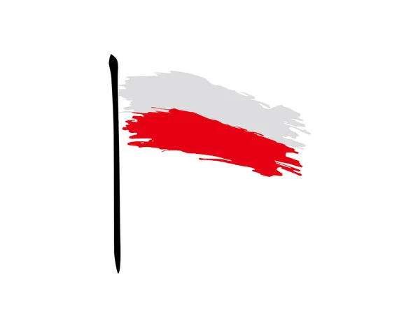 Pologne Drapeau Sur Fond Blanc Dans Illustration Vectorielle — Image vectorielle