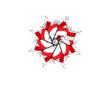 Vektör illüstrasyonunda siyah arkaplanda Endonezya Bayrağı Çiçeği