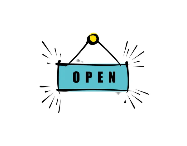 Vektör illüstrasyonunda beyaz arkaplanda işaret simgesini aç