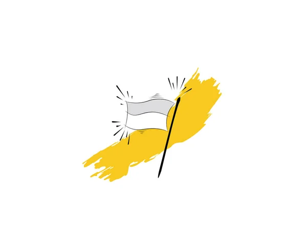 White Flag Brush White Background Vector Illustration — Stock Vector
