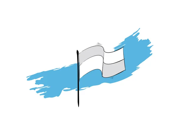 Brosse Bleu Drapeau Sur Fond Blanc Dans Illustration Vectorielle — Image vectorielle