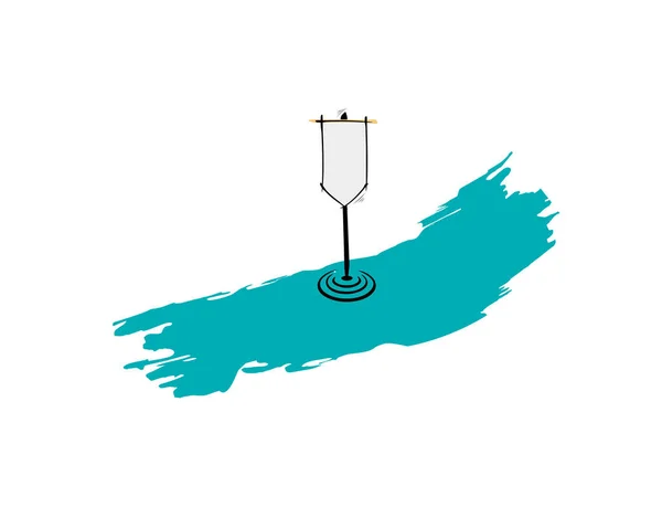 Vektör illüstrasyonunda beyaz arkaplanda bayrak yeşil fırçası