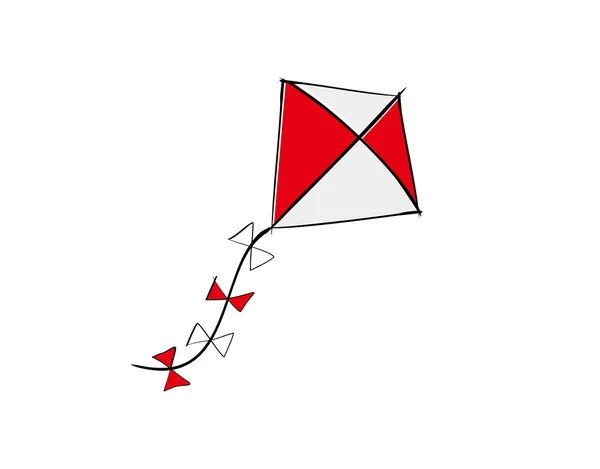 Червоний Білий Повітряний Змій Білому Тлі Векторній Ілюстрації — стоковий вектор