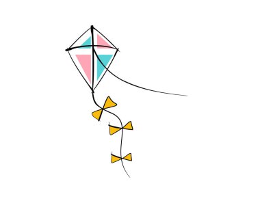 Vektör illüstrasyonunda beyaz arkaplanda uçurtma