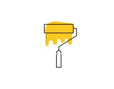 vektör illüstrasyonunda beyaz arkaplan üzerine boya silindiri simgesi