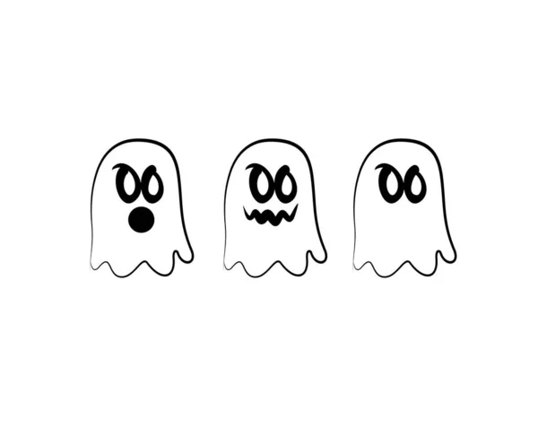 Stel Halloween Pictogram Karakter Witte Achtergrond Vector Illustratie — Stockvector