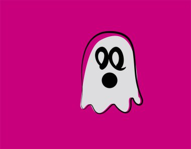 Vektör illüstrasyonunda pembe arkaplan üzerine ürkütücü Cadılar Bayramı düz simgesi