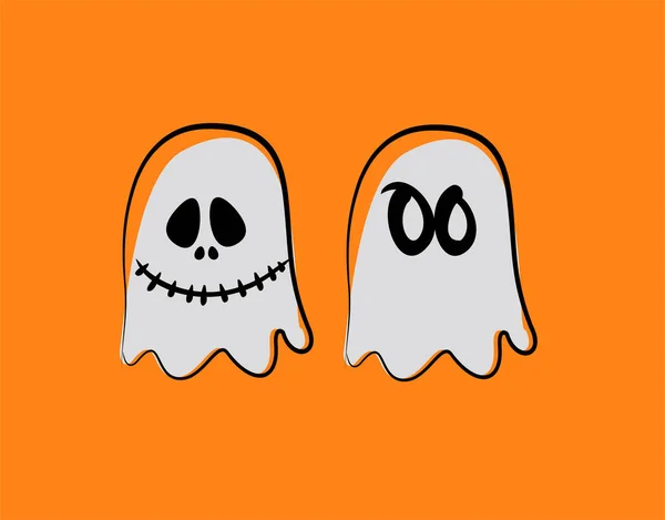 Spookachtig Halloween Pictogram Karakter Oranje Achtergrond Vector Illustratie — Stockvector
