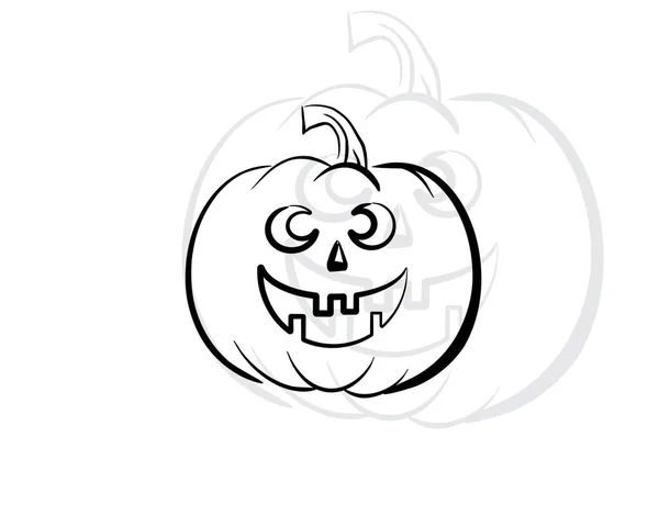 Citrouille Spooky Halloween Sur Fond Blanc Dans Illustration Vectorielle — Image vectorielle