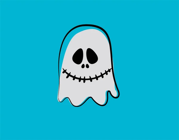 Spookachtige Halloween Platte Pictogram Blauwe Achtergrond Vector Illustratie — Stockvector